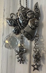 Vintage Angel Butterfly Rearview Mirror Charm Suncatcher Crystal Prism