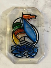 Vintage Sun Catcher Sailboat Plastic