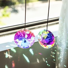 3″/79mm Hanging Crystal Prism Suncatcher for 3.1*3.1 inches, Ab Color_round