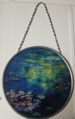 Claude Monet 1908 Stained Glass 6″ Round Sun Catcher Nympheas Water Lilies