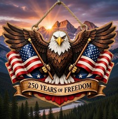 Printed America 250th Anniversary Wall Sign with Rope