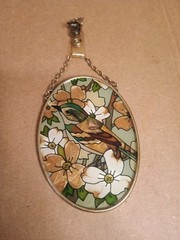 Vintage Stained Glass Style Bird Flower Window Suncatcher Hanging Decor