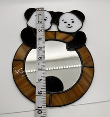 Vintage Panda Stain Glass Wall Mirror Window Decor Twins *READ*