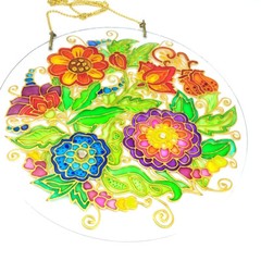 Suncatcher Stained Glass Flower Mandala art 9×9″ Glass art Modern window decor