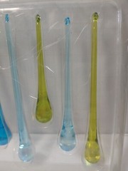 9 Hand Blown Glass Teardrop Icicle Ornaments 6″ 5″ 4″ Green Blue Pearl