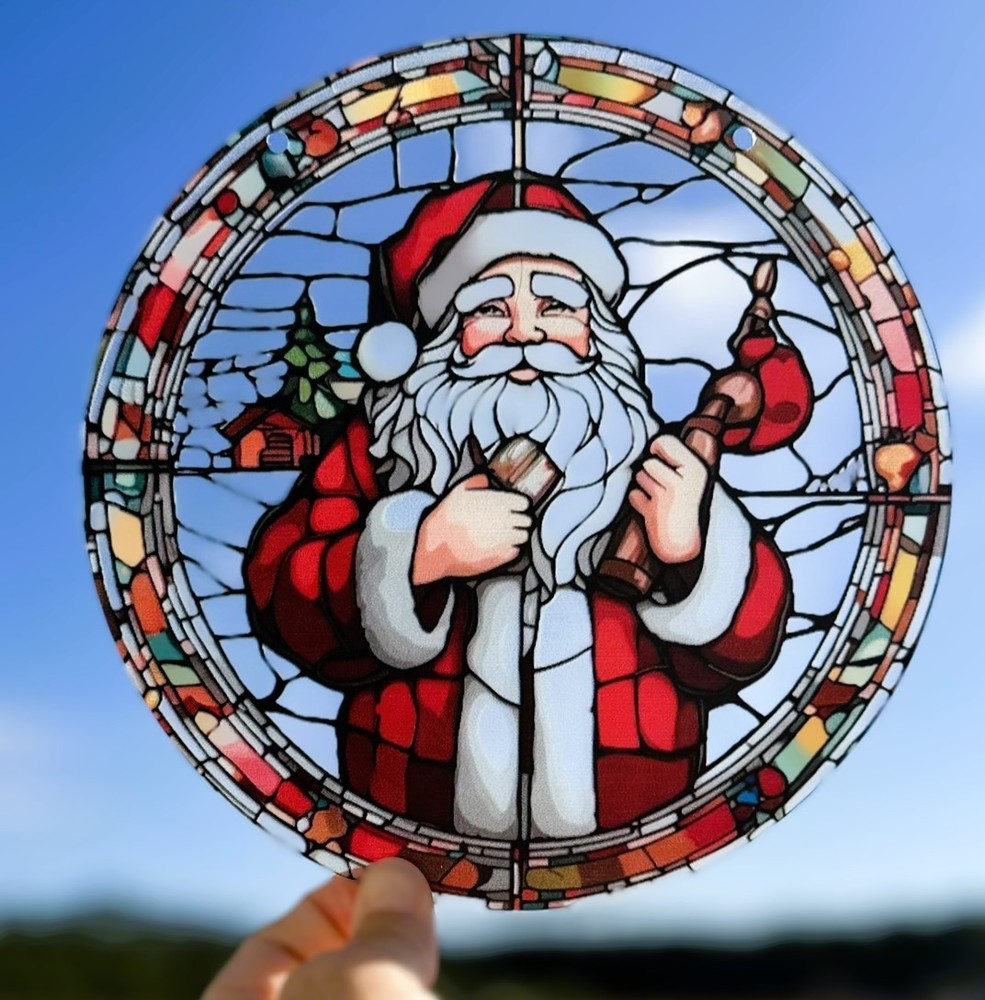 New Suncatcher Santa Claus Christmas 8″ Round Combined Shipping Gift
