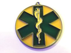 Vintage Metal & Plastic Stained-Glass-Style Cadeuces Medical Snake Suncatcher