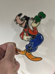 Kurt Adler Stained Glass-Plastic Goofy Suncatcher Ornament Plastic Vtg 1983 .1
