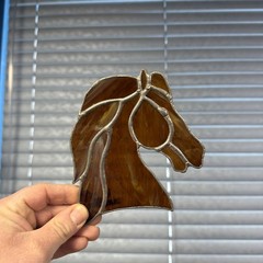 Vintage Stained Glass Lead Horse Suncatcher New Old Stock 1970’s 5 Inches
