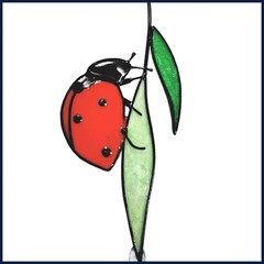 1pcs Stained Glass Ladybug Window Hanging Perfect Gift for garden, yard, fences