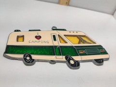 Vintage Stained Glass Camper Suncatcher RV I Love Camping 70’s