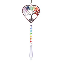 cobee Rainbow Heart Shaped Sun Catcher, Crystal Tree of Life Suncatchers Hang…