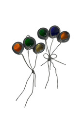 2 Vintage Leaded Stained Glass Hanging Balloons Suncatchers Multicolor