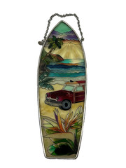 AMIA Studios 10” Surfboard Suncatcher Woody Wagon Beach Glass