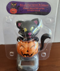 Solar Dancing Black Cat Pumpkin Halloween Holiday Winter Bobble Head Tail Moves