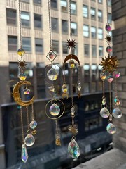 4PCS Crystal Suncatcher Rainbow Window Hanging Decor With Chain Hook Set New USA