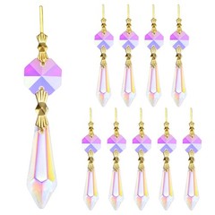 10-Pack Crystals Prisms Glass Tip Beads, 75mm Pendant Hanging [Dreamy Purple]