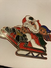 Vtg Christmas Plastic Sun Catchers Santa & Elves Window Decor Stained Glass