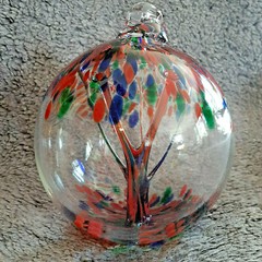 Hanging Glass Ball 6″ Diameter “Holiday Tree” Witch Ball (1) #107