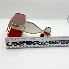 Vintage Stained Glass Airplane Suncatcher Red And White. 1986. Signed and dated