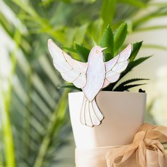 Handmade Stained Glass Dove Bird – Ideal Pot Decor Wedding Father’s Gift