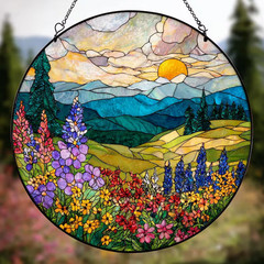Family Portrait Suncatcher Glass Stained Glass Look Window Hanging Home Decor