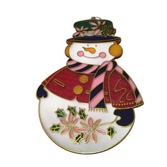 VINTAGE STAINED GLASS PLASTIC SUNCATCHERS CHRISTMAS SANTA SNOWMAN LOT OF 7 CB3