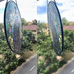 Peacock Stained Glass Suncatcher 8Inch Indoor Window Decor Gift