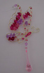 Pink Crystal Butterfly Gold Metal Wire Wings of Wonder Pendant Ganz