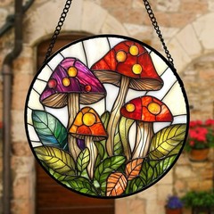 Stained Glass Window Hanging, Leaves Suncatcher for Doors Home Sun Catchers D…