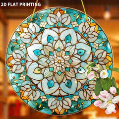 Boho Flower Mandala Round Sun Catcher Acrylic Window Ornament Home Wall Decor