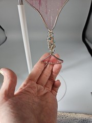 Gorham 3D Pink Clear Handmade Martini Glass w Cherry Crystal Wire Sun Catcher