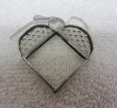 2 Handcrafted Blue & Clear Stained Glass Small HEARTS Stain Glass Textured