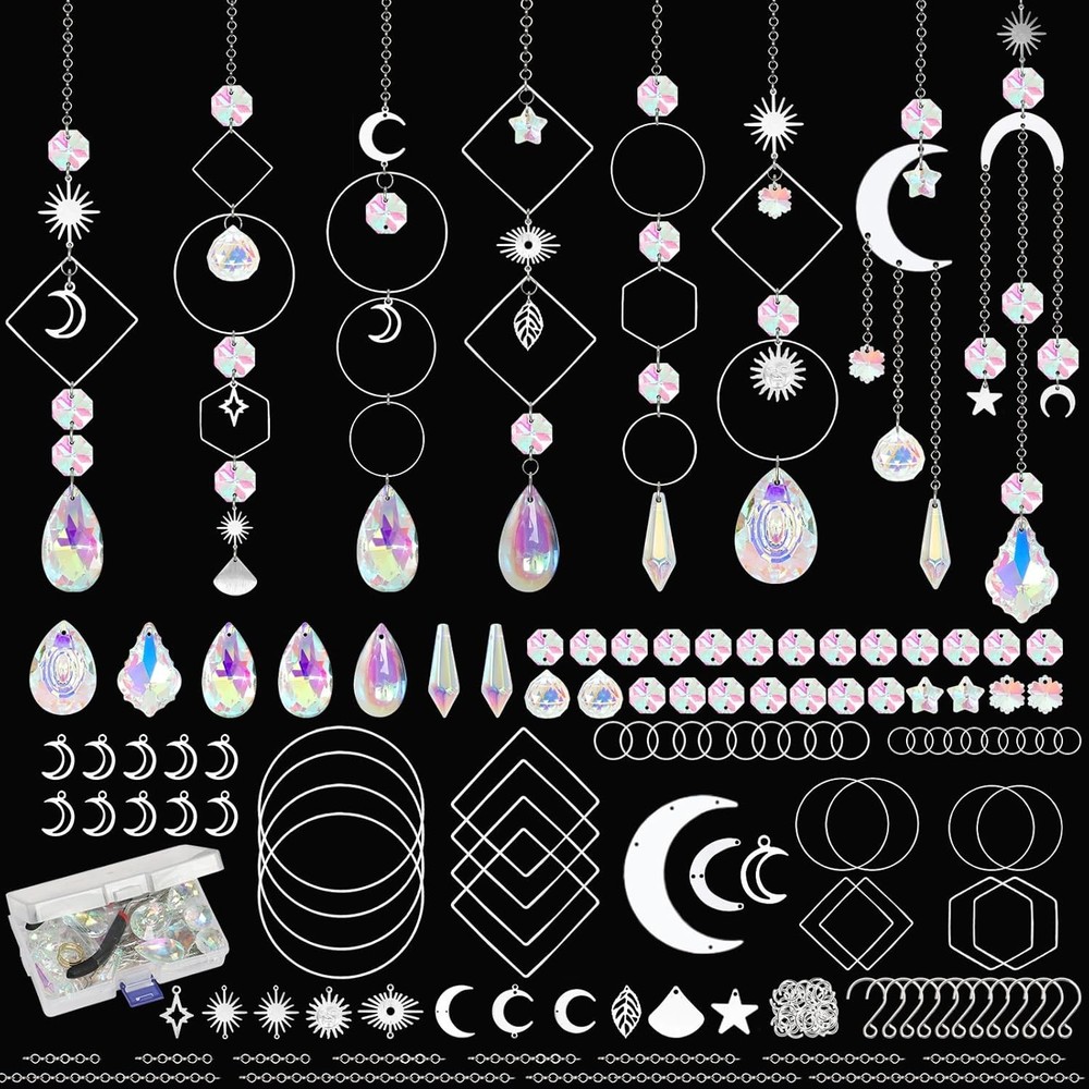 DIY Suncatcher Kit 228 PCS Crystal Suncatchers Making Supplies Hanging Prism New