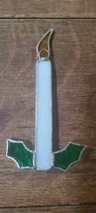 Vintage Handmade Stained Glass Candle Christmas Ornament Sun Catcher