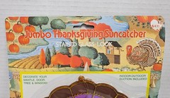 Jumbo Thanksgiving Suncatcher Stained Glass Style Vtg Turkey Fall