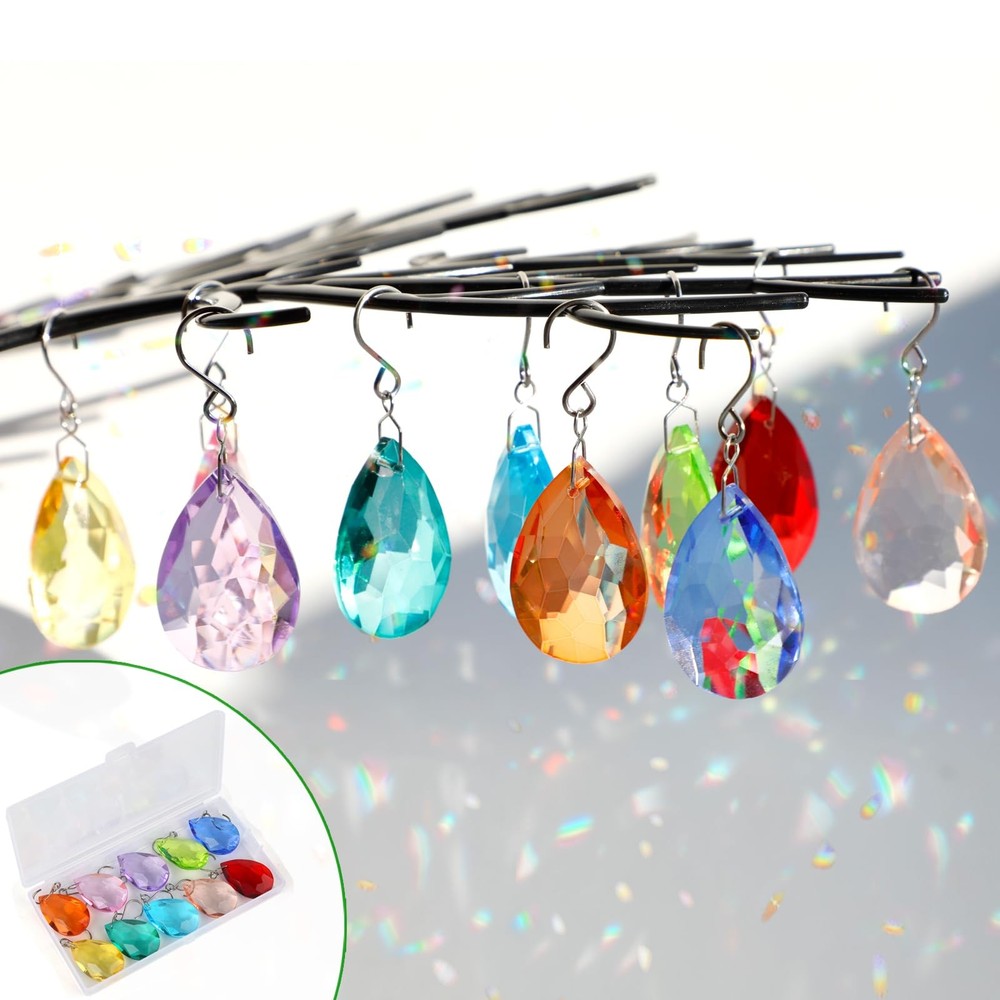 38mm Crystal Suncatcher Prism Multicolor Teardrop Crystals Replacement Pendants