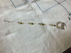 Crystal Suncatcher Dazzeling Black Yellow Handmade 9″ Long Octagon Prizm WOW