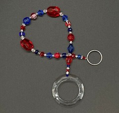 Beaded Suncatcher Clear Blue Red Crystal Ring Hanging Patio Decor Yard Art