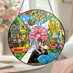 Personalized Disney Up Carl and Ellie Wedding Suncatcher, Anniversary or Wedding