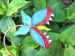 Stained Glass Garden Stake Carnivorous Plant (TEAL) Audrey 2 Great Gift!