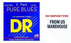 Set of 4 – DR Strings Pure Blues Pure Nickel Electric Guitar Strings 10-46 3 Pac