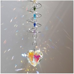 Big Heart Crystal Sun Catchers for Windows Hanging, Double-Spiral Design Gazi…