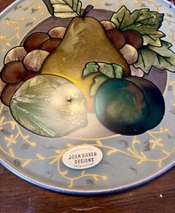 VNTG Sun Catcher Fussed Glass Hand Pained Joan Baker Designs Fruit Motif