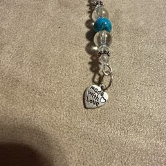 BEADED CROSS SUN CATCHER glass bead with Beaded Hook Inspiring Message Handmade