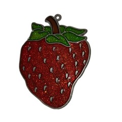 Strawberry Suncatcher Cottagecore Glitter Window Decor Red Baked Vintage 1995 @C