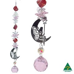Large Pink Fairy Suncatcher gift handmade crystal suncatchers. Made in Australia