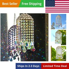 Crystal Chandelier Wind Chimes Suncatcher Pendant, Aurora Light Catcher for W…