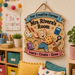 If You Give Mouse Cookie Inspired Kids Room Classroom Wooden Sign with Rope