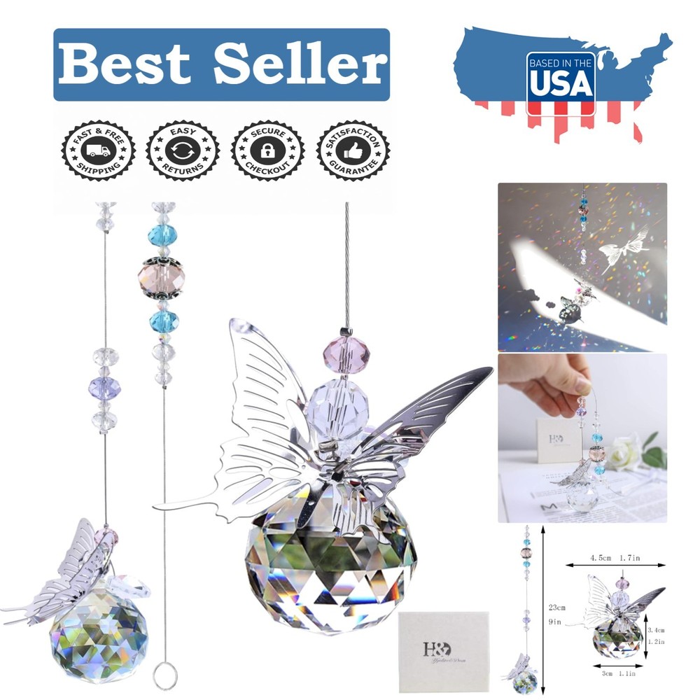 30mm Handmade Butterfly Crystal Ball Prism Suncatcher for Rainbow Light Display